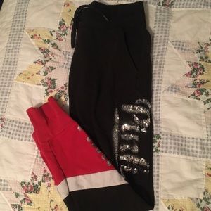 PINK joggers sweatpants with sparkle decals